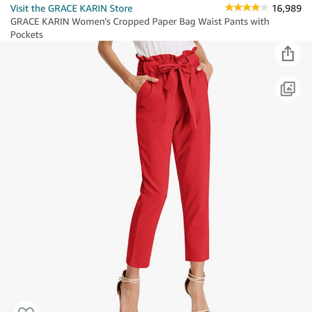 Cropped Paper Bag Waist Pants with Pockets
